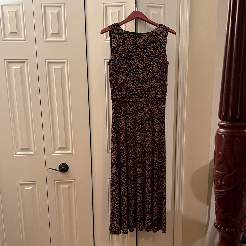 Coldwater Creek Black and Brown Patterned Maxi Dress